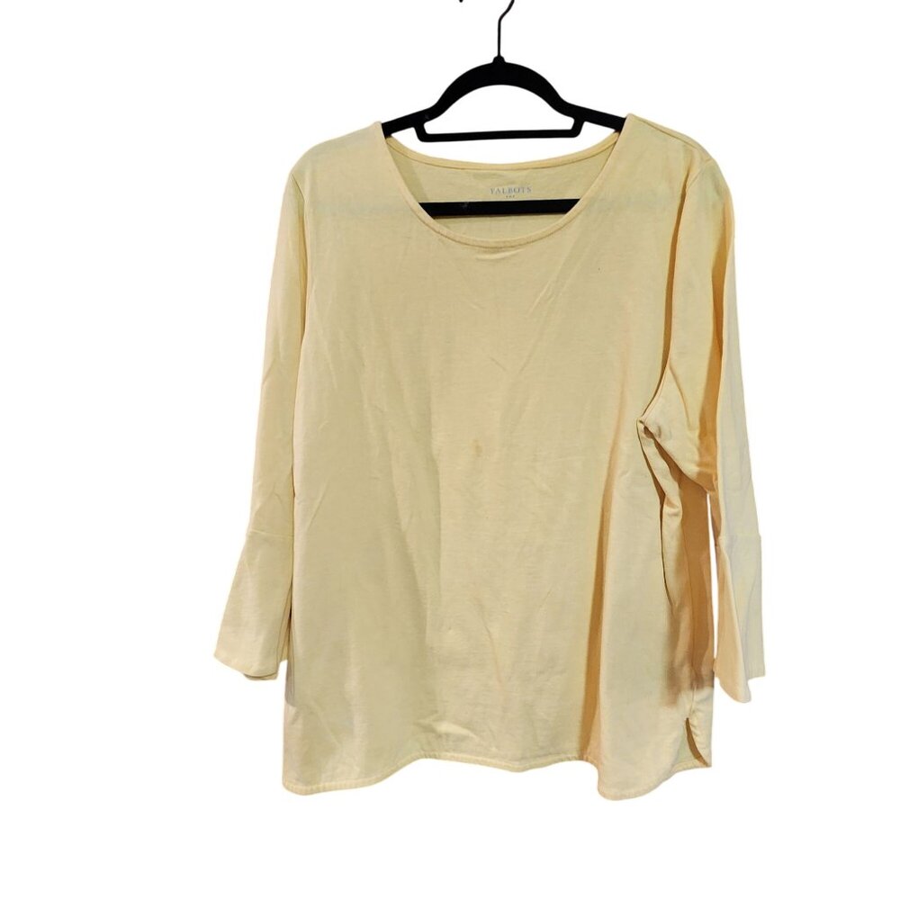 Talbots Yellow Long Sleeve Cotton Top Womens XL